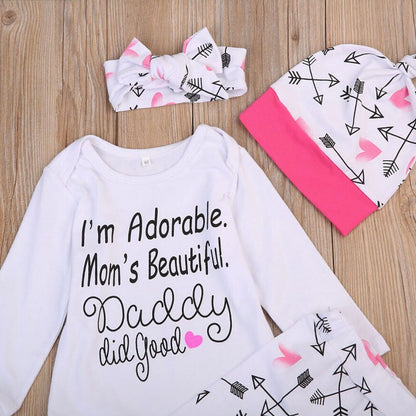 Babies 4Pcs Letters Arrows Clothing Set Newborn