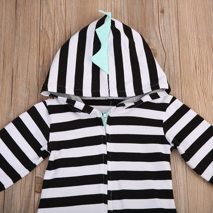 Babies Dinosaur Hooded Zipper Rompers Infant Baby
