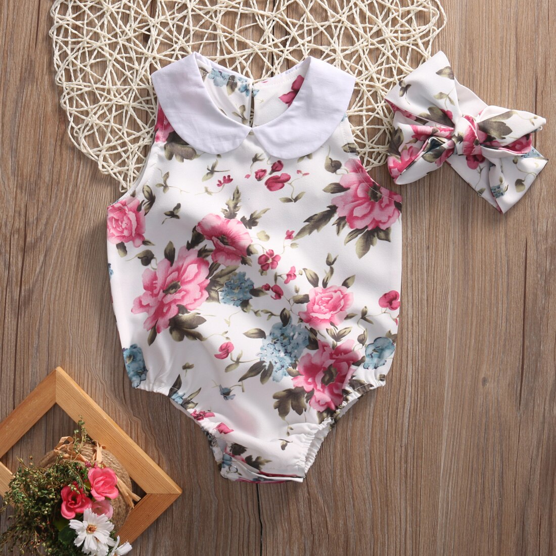 Babies Floral Bodysuits Infant Baby Girl Flower