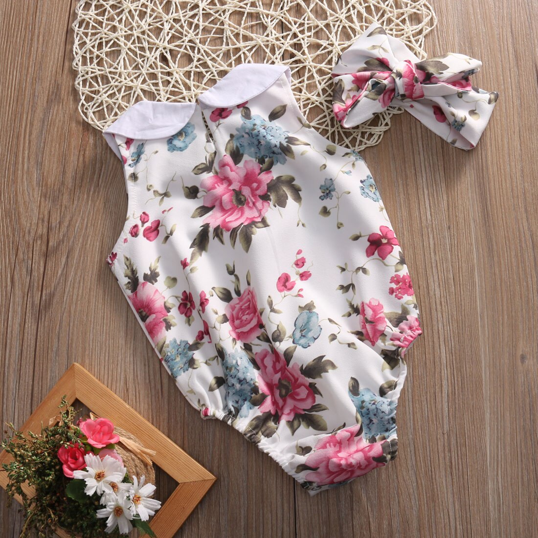Babies Floral Bodysuits Infant Baby Girl Flower