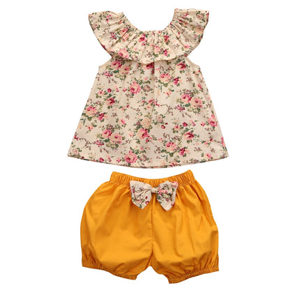Babies Girl Summer Floral  Ckothing Set Cute Kids