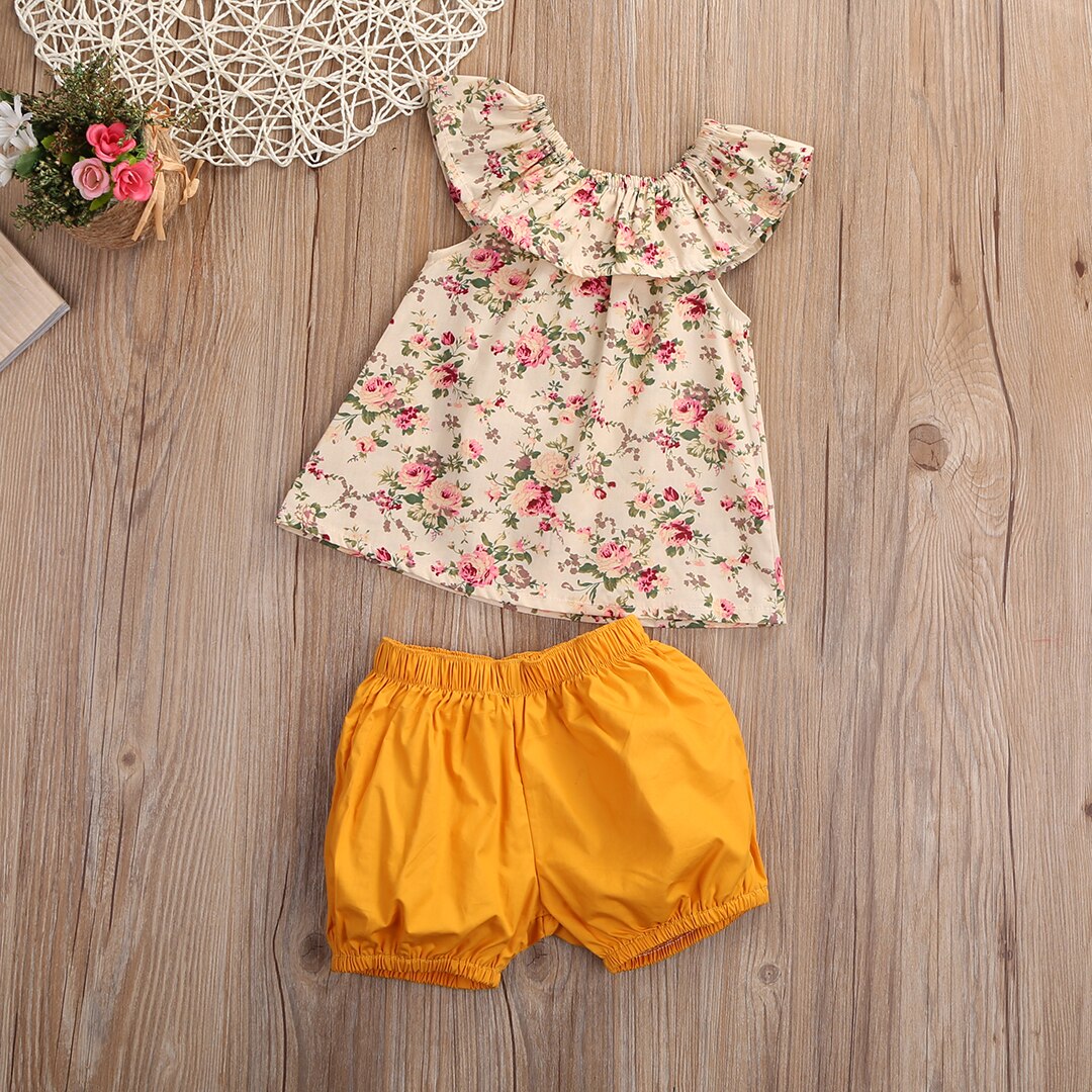 Babies Girl Summer Floral  Ckothing Set Cute Kids