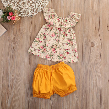 Babies Girl Summer Floral  Ckothing Set Cute Kids