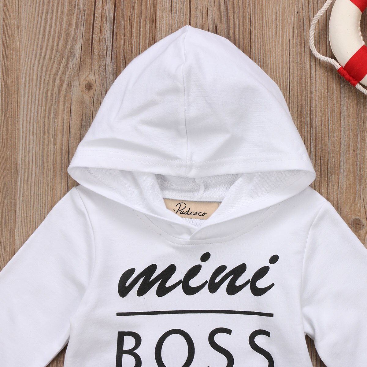 Babies Letter Hooded Pocket T shirt Casual Toddler