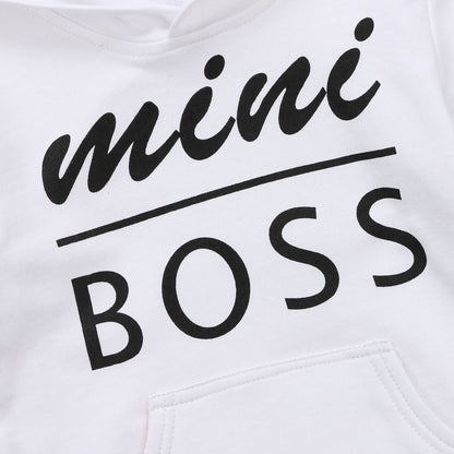 Babies Letter Hooded Pocket T shirt Casual Toddler