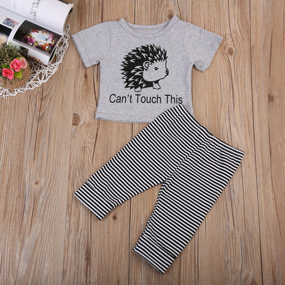 Babies Letters T shirt Top+Striped Pants Clothing