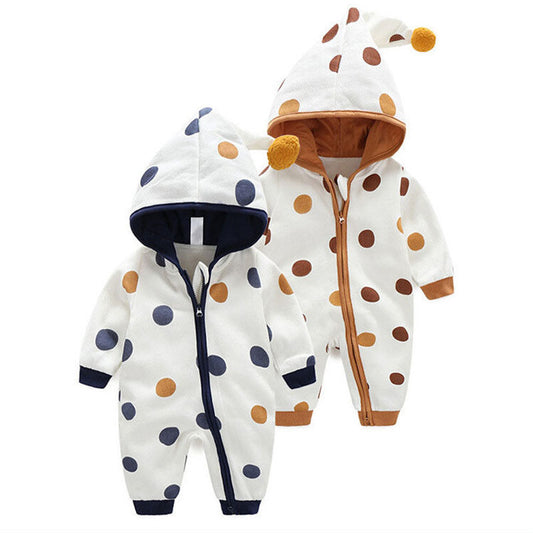 Babies Polka Dots Hooded Romper Clothes Newborn