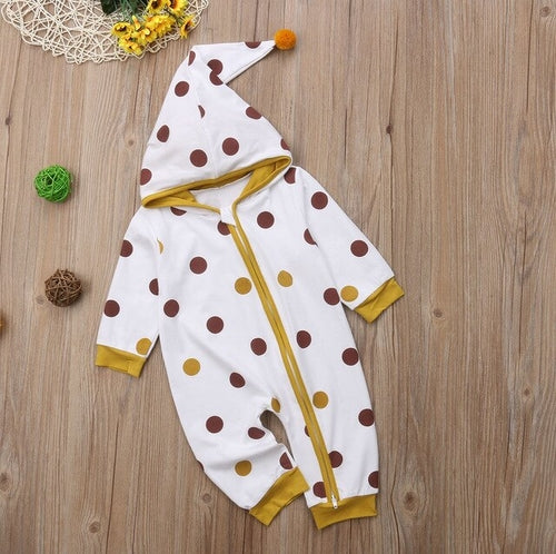 Babies Polka Dots Hooded Romper Clothes Newborn