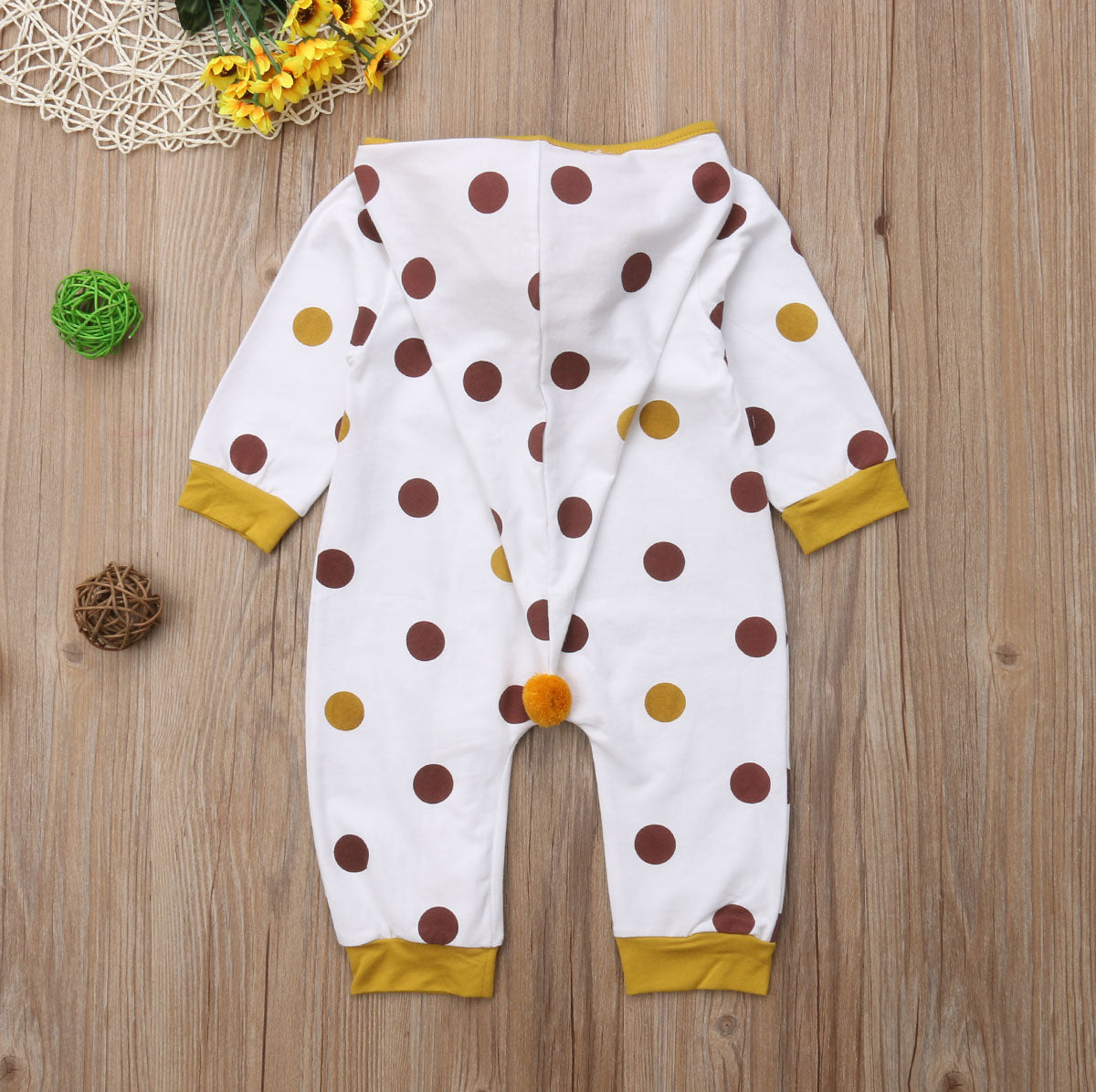 Babies Polka Dots Hooded Romper Clothes Newborn