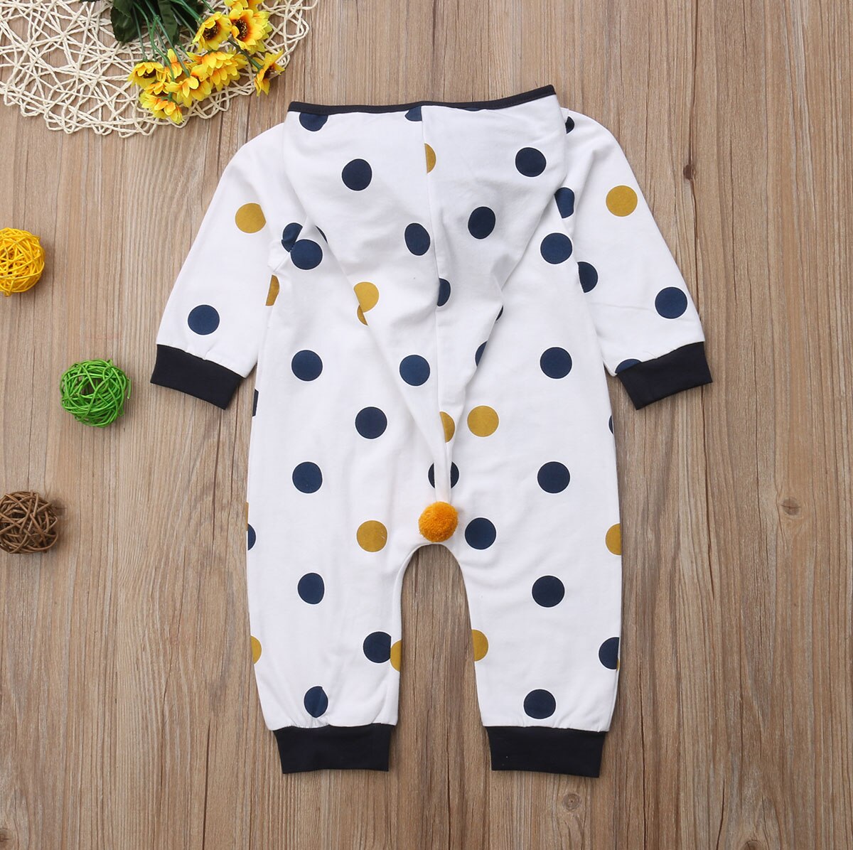 Babies Polka Dots Hooded Romper Clothes Newborn