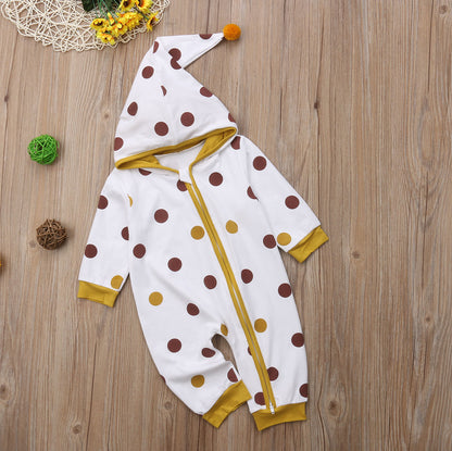 Babies Polka Dots Hooded Romper Clothes Newborn