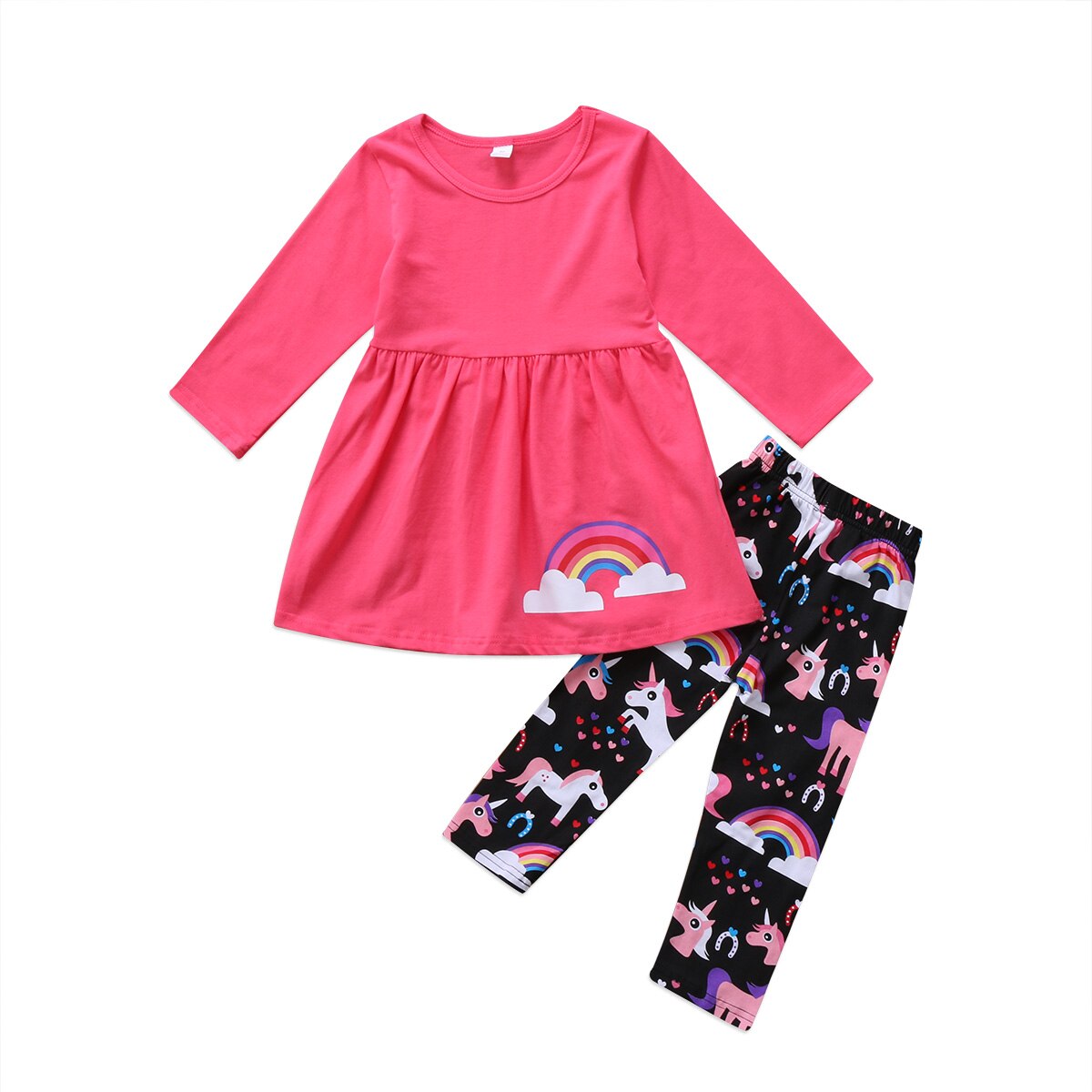 Babies Rainbow Cartoon Dress Pants Clothing Set