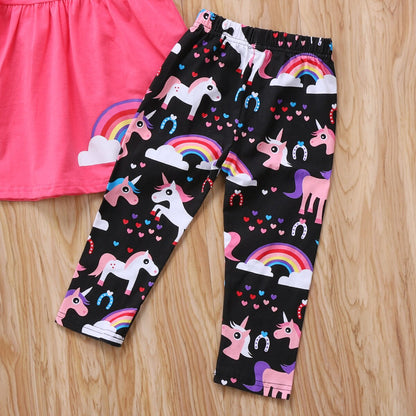 Babies Rainbow Cartoon Dress Pants Clothing Set
