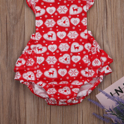 Babies Red Layered Christmas Bodysuit Newborn Baby