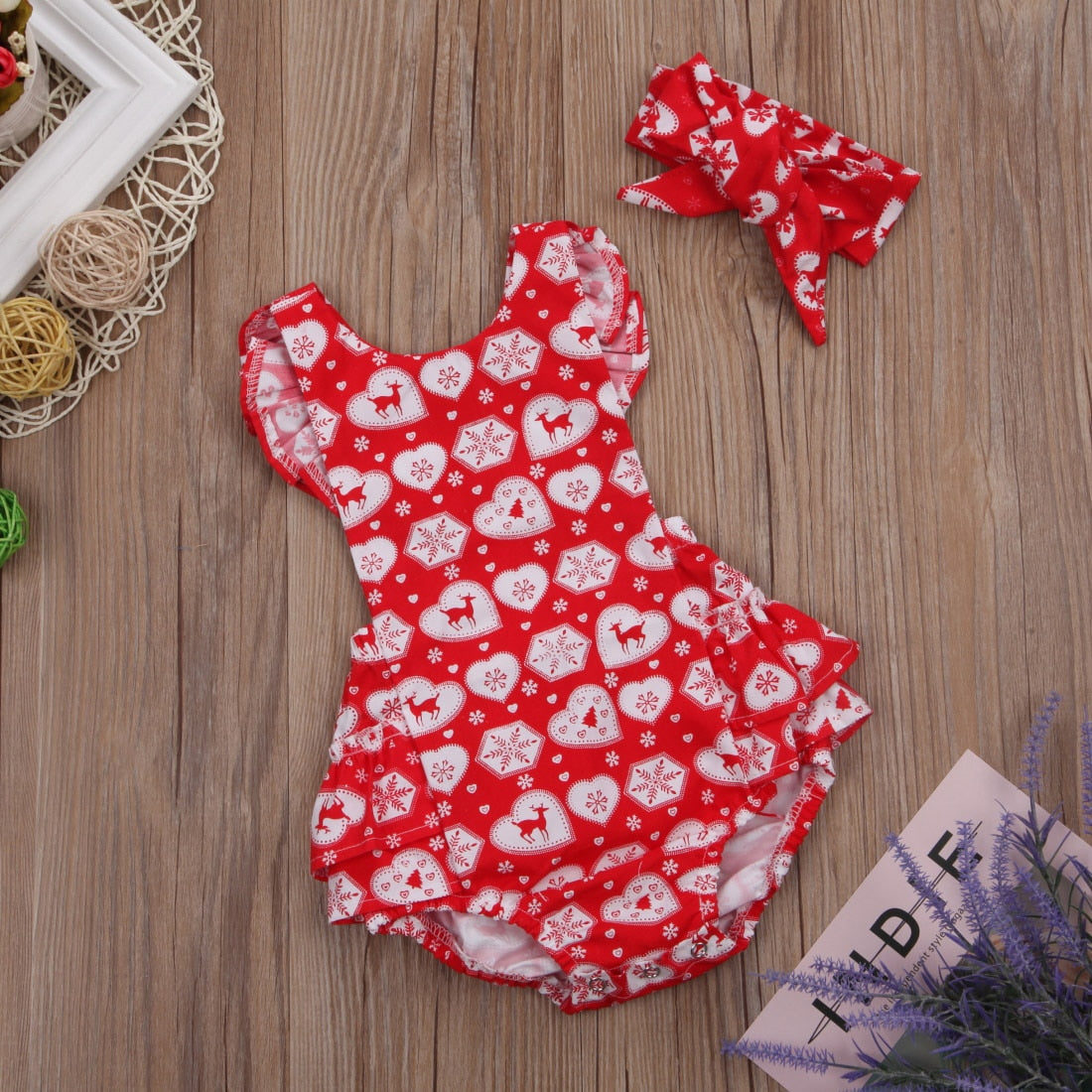 Babies Red Layered Christmas Bodysuit Newborn Baby