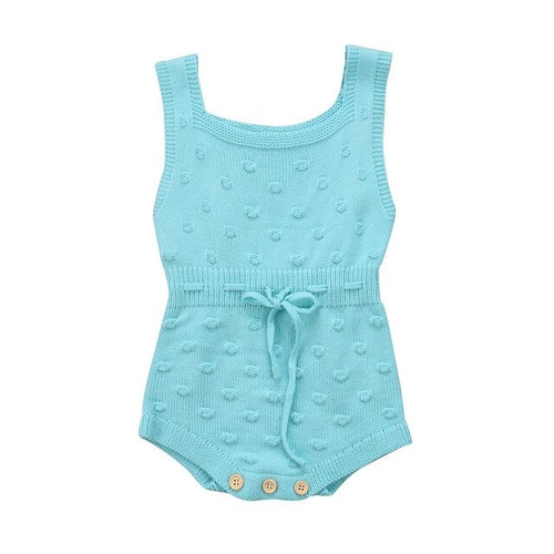 Babies Solid Knitting  Sleeveless Bodysuits Baby