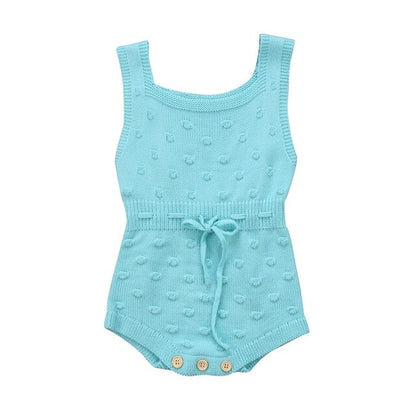 Babies Solid Knitting  Sleeveless Bodysuits Baby