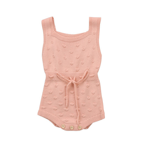 Babies Solid Knitting  Sleeveless Bodysuits Baby