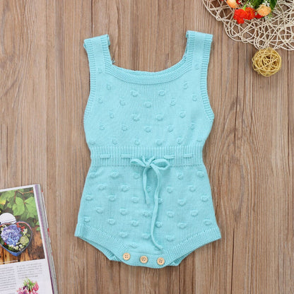 Babies Solid Knitting  Sleeveless Bodysuits Baby