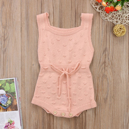Babies Solid Knitting  Sleeveless Bodysuits Baby