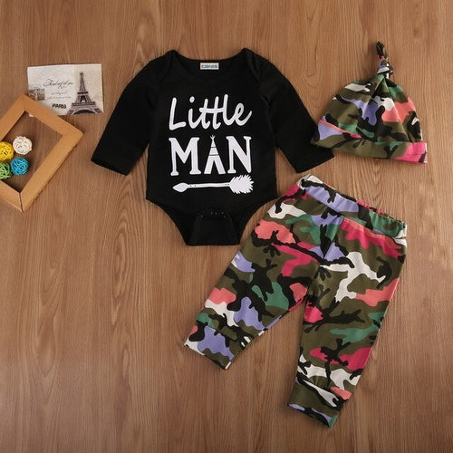 Baby 3PCS Camo Clothes Set Newborn Babies Boy 3Pcs