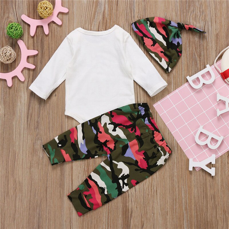 Baby 3PCS Camo Clothes Set Newborn Babies Boy 3Pcs