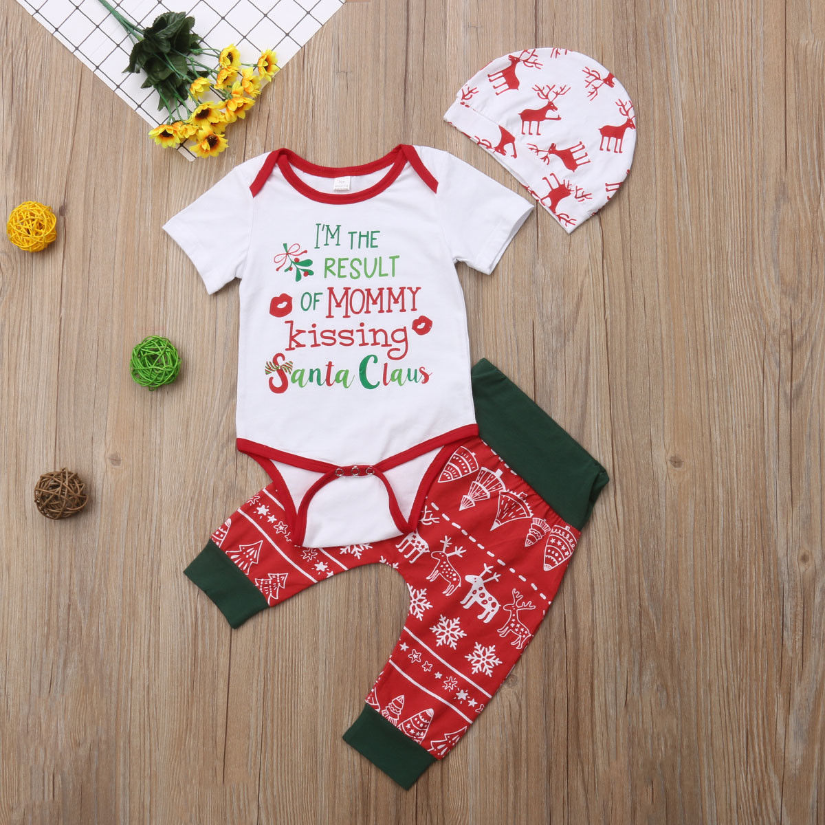 Baby 3Pcs XMAS Clothes Sets Newborn Babies Girl
