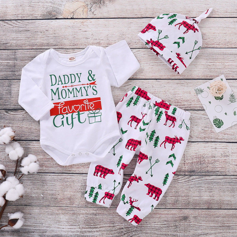 Baby Christmas 3Pcs Clothes Set Newborn Babies