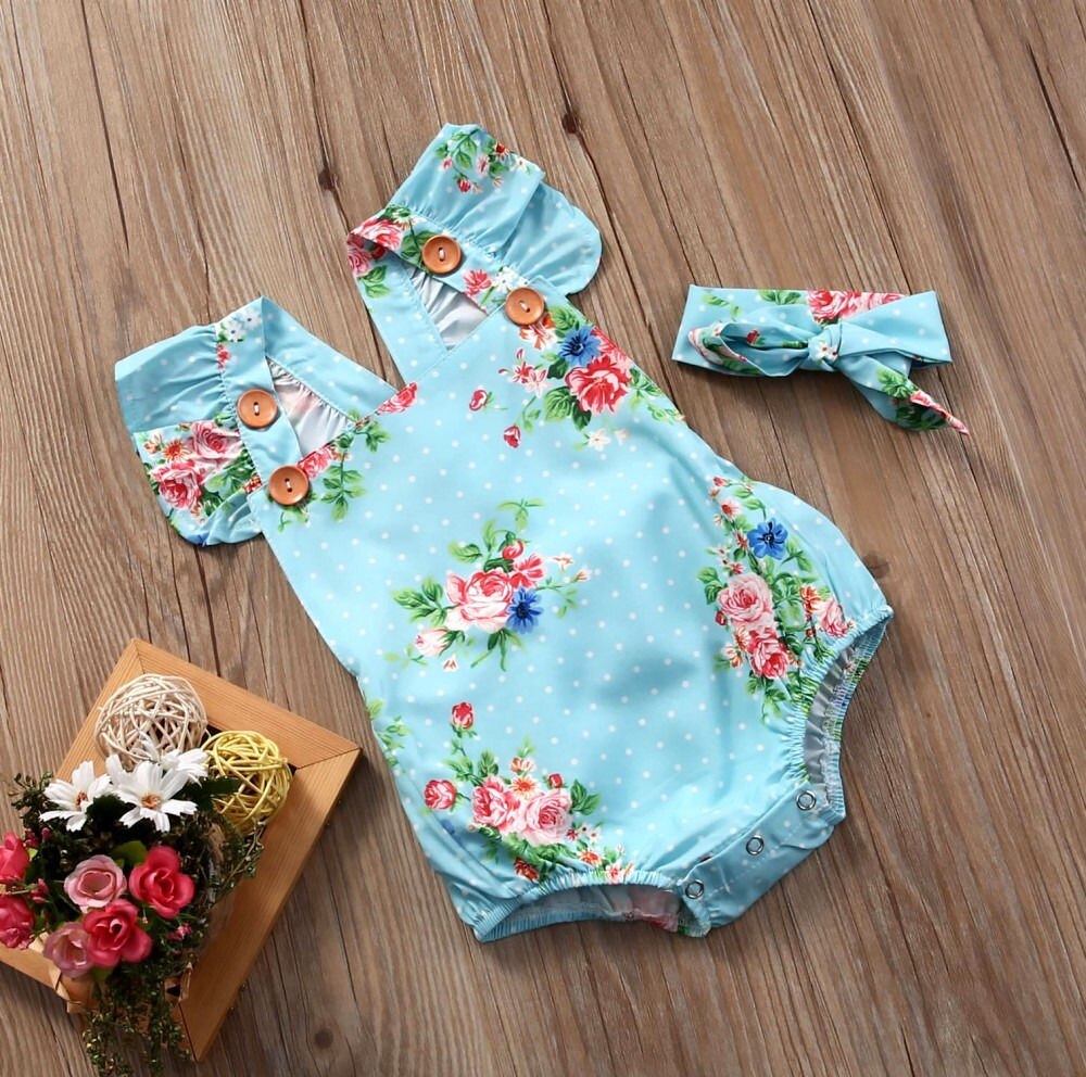 Baby Floral Adorable Bodysuit Babies Girls Flowerl