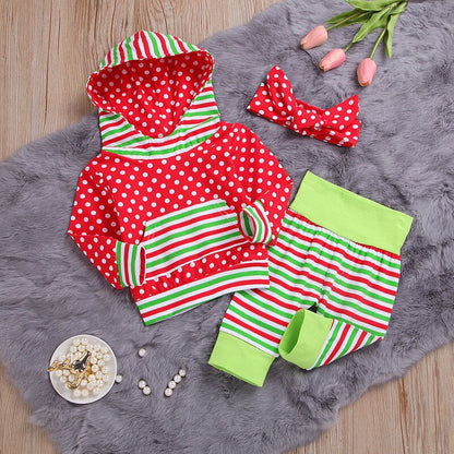 Baby Polka Dots Hooded Clothes Set Newborn Babies