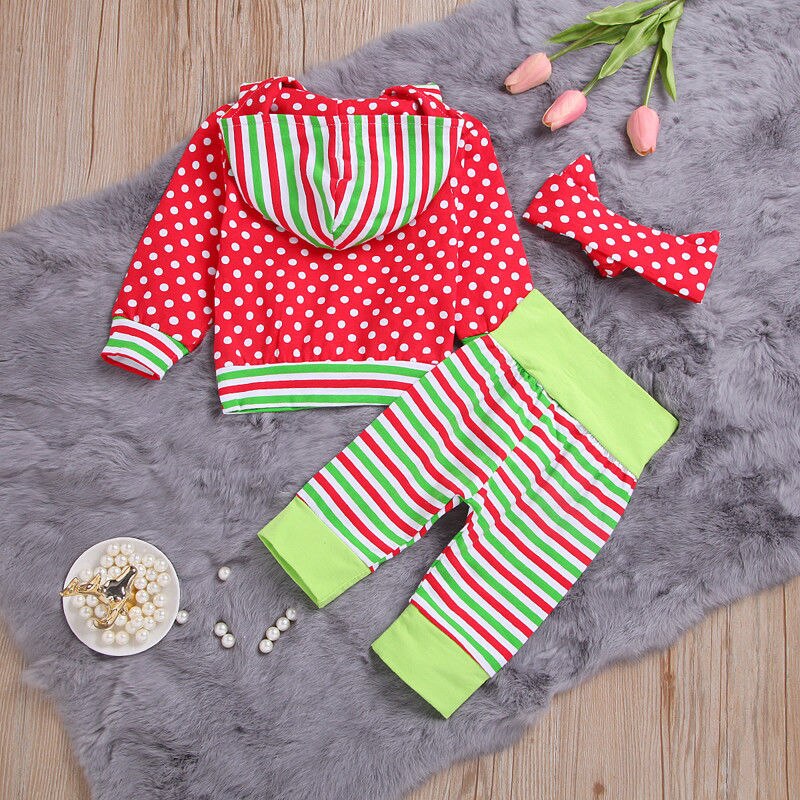 Baby Polka Dots Hooded Clothes Set Newborn Babies
