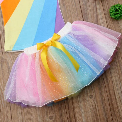Baby Rainbow Stripes Skirts Clothes Sets Babies