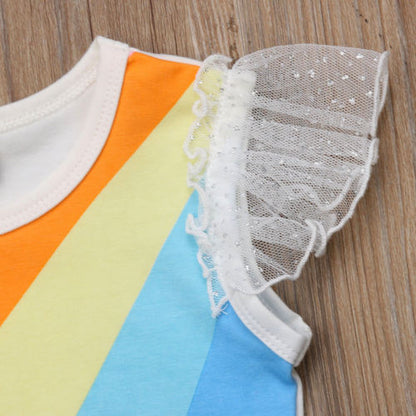 Baby Rainbow Stripes Skirts Clothes Sets Babies