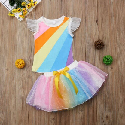 Baby Rainbow Stripes Skirts Clothes Sets Babies