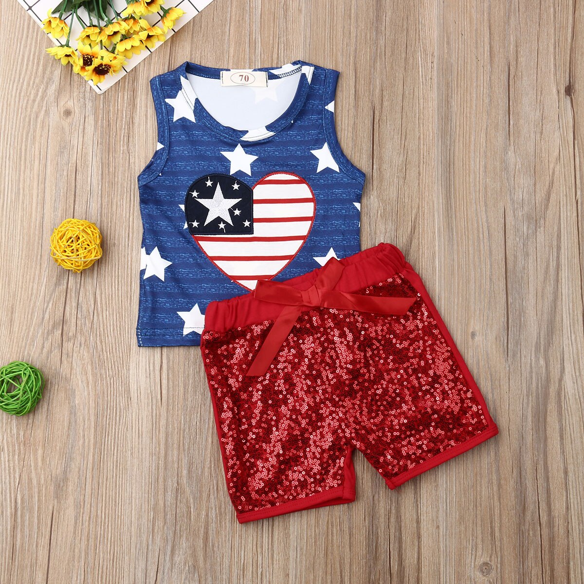 Baby Stars Flag Clothes Set Newborn Babies Girls