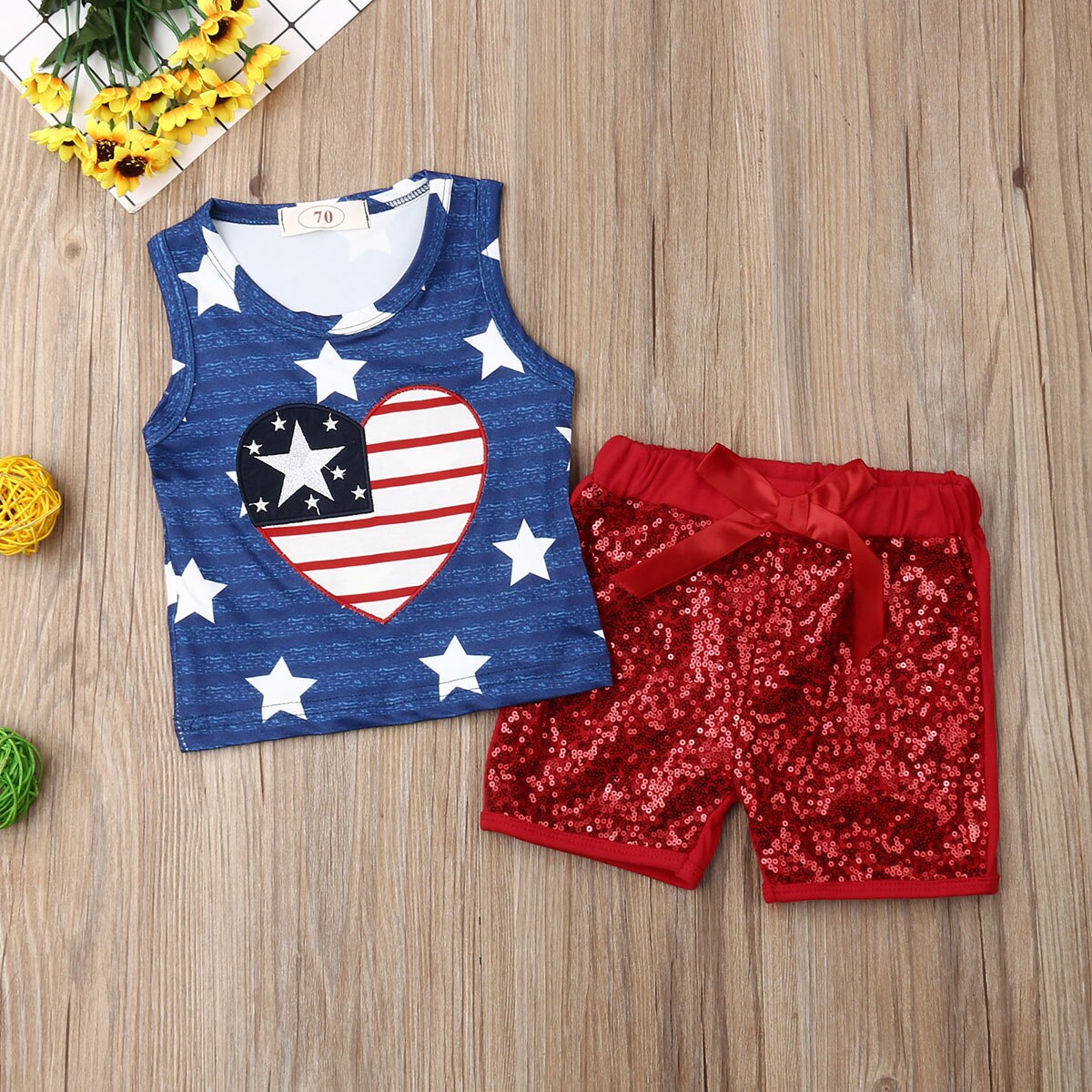 Baby Stars Flag Clothes Set Newborn Babies Girls