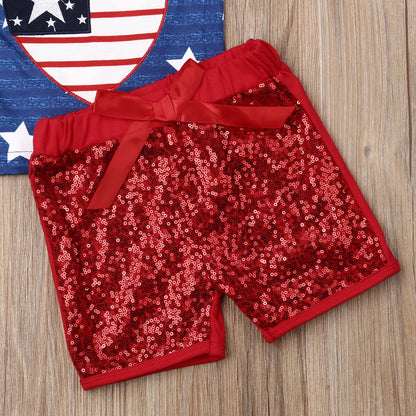 Baby Stars Flag Clothes Set Newborn Babies Girls
