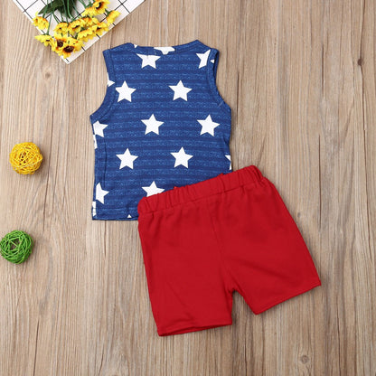 Baby Stars Flag Clothes Set Newborn Babies Girls