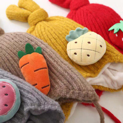 Beanies Baby Hat Girls Boys Fruit Print Knotted