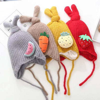 Beanies Baby Hat Girls Boys Fruit Print Knotted