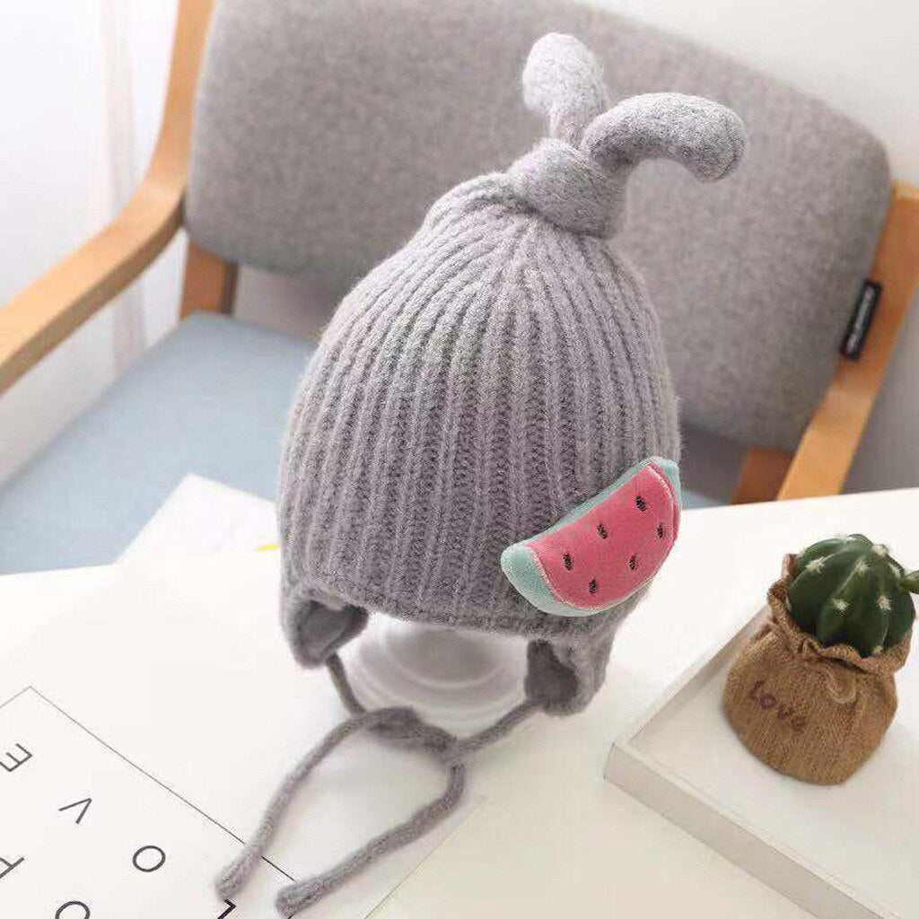 Beanies Baby Hat Girls Boys Fruit Print Knotted