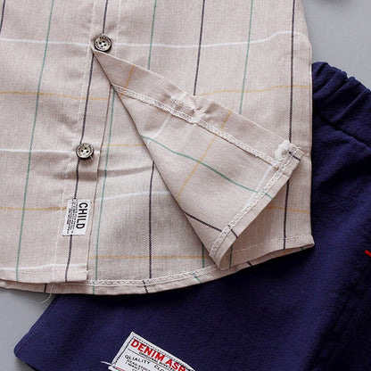 Children Infant Kid Boys Plaid Print Blouse