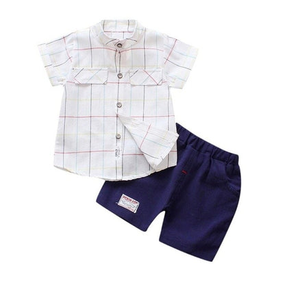 Children Infant Kid Boys Plaid Print Blouse
