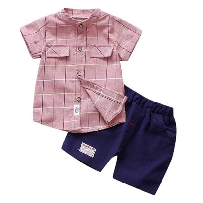 Children Infant Kid Boys Plaid Print Blouse