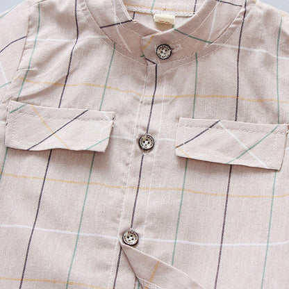 Children Infant Kid Boys Plaid Print Blouse