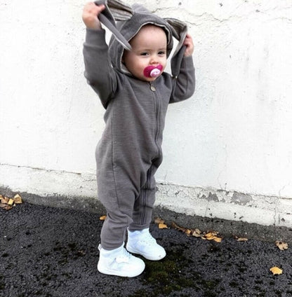 Cute Rabbit Ear Hooded Baby Rompers For Babies