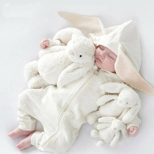 Cute Rabbit Ear Hooded Baby Rompers For Babies