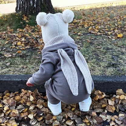 Cute Rabbit Ear Hooded Baby Rompers For Babies