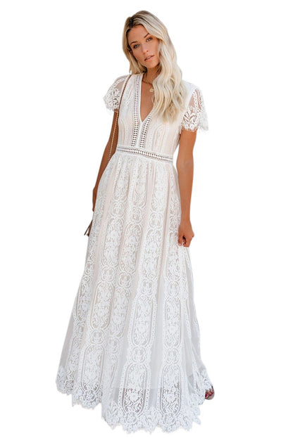 Fill Your Heart White Lace Maxi Dress