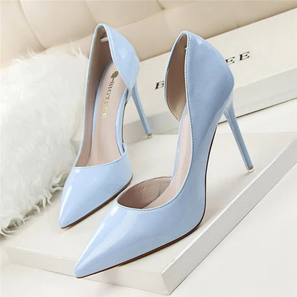 BIGTREE Shoes New Patent Leather Woman Pumps Pointed Stiletto Fashion